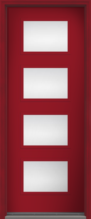 96" Low-E Modern Pulse Ari 4-Lite Smooth Fiberglass Single Door