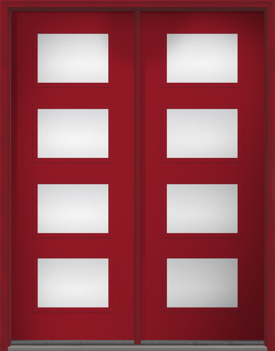 96" Low-E Modern Pulse Ari 4-Lite Smooth Fiberglass Double Door