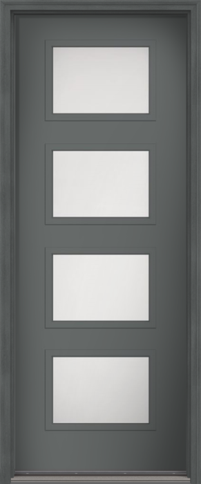 96" Satin Etch Modern Pulse Ari 4-Lite Smooth Fiberglass Single Door