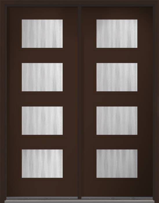 96" Chinchilla Modern Pulse Ari 4-Lite Smooth Fiberglass Double Door