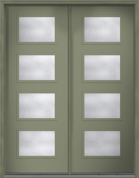 96" Rainglass Modern Pulse Ari 4-Lite Smooth Fiberglass Double Door