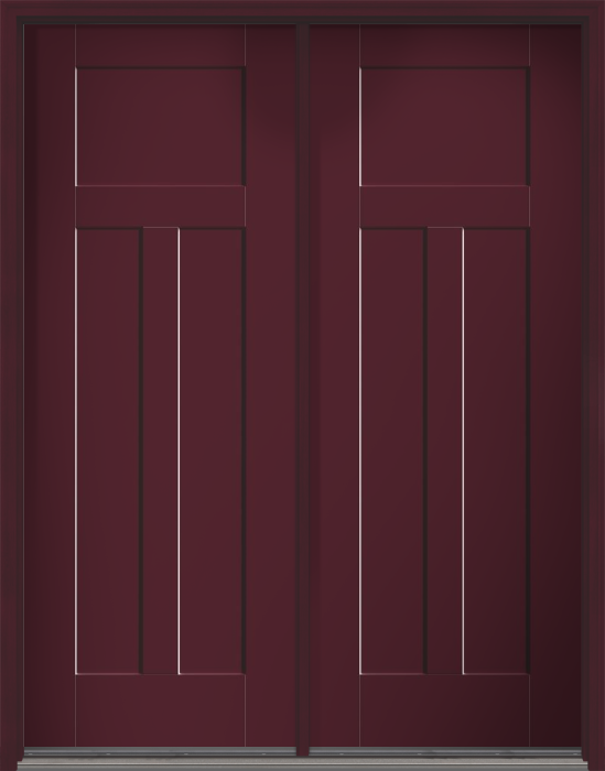 96" 3 Panel Craftsman Smooth Fiberglass Double Door