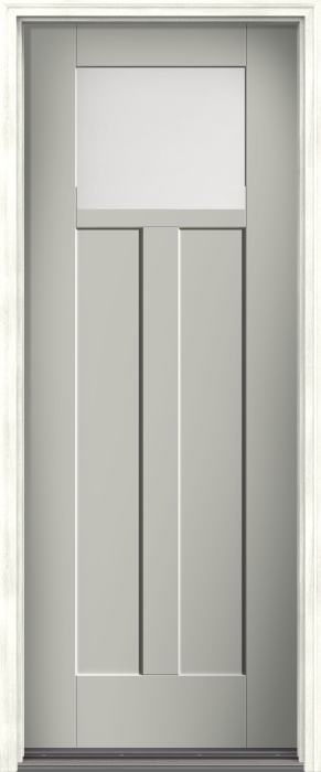 96" Satin Etch Craftsman Lite 2 Panel Shaker Smooth Flush-Glazed Fiberglass Single Door