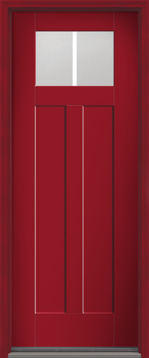 96" Low-E Craftsman 2 Lite 2 Panel Shaker SDL Flat 1-1/8" Smooth Flush-Glazed Fiberglass Single Door