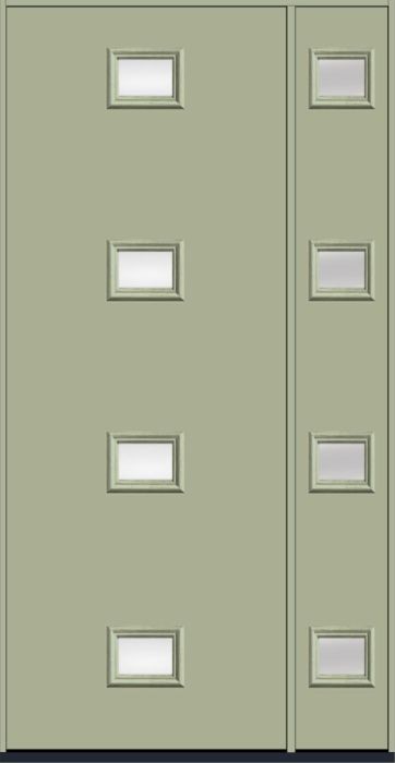 96" Low-E Modern Pulse Echo 4-Lite Centered Smooth Fiberglass Single Door, Sidelite