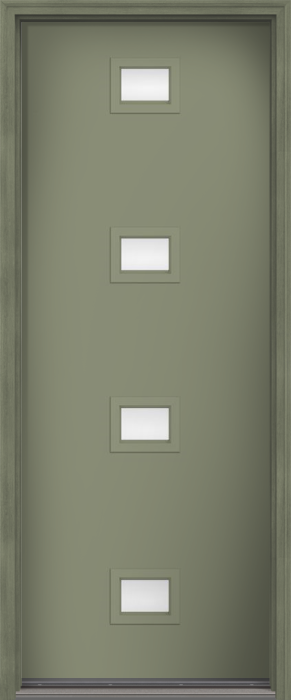 96" Low-E Modern Pulse Echo 4-Lite Centered Smooth Fiberglass Single Door
