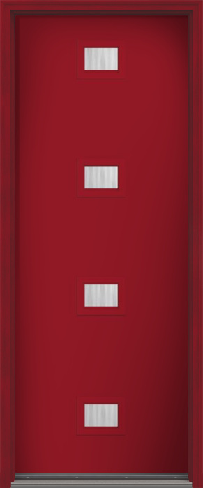 96" Chinchilla Modern Pulse Echo 4-Lite Centered Smooth Fiberglass Single Door