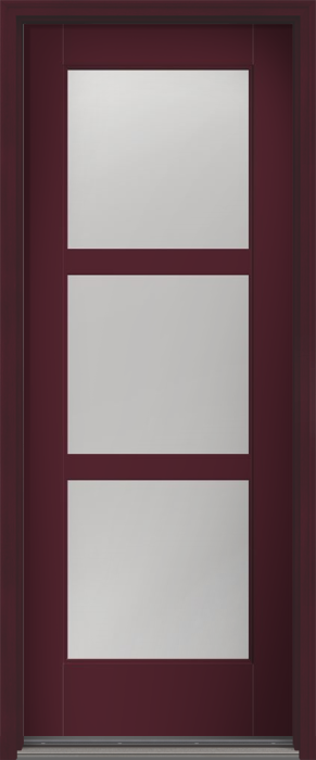 96" Low-E Contemporary 3 Lite SDL Flat 3-1/2" Smooth Full Lite Flush-Glazed Fiberglass Single Door