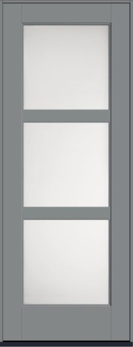 96" Satin Etch Contemporary 3 Lite SDL Flat 3-1/2" Smooth Full Lite Flush-Glazed Fiberglass Single Door