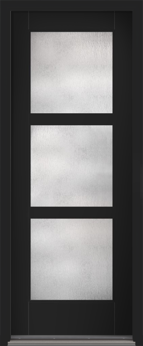 96" Rainglass Contemporary 3 Lite SDL Flat 3-1/2" Smooth Full Lite Flush-Glazed Fiberglass Single Door