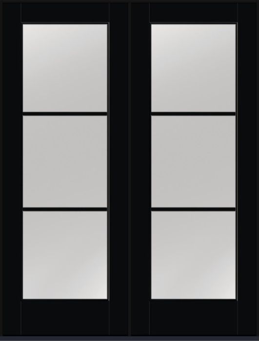 96" Clear Colonial 3 Lite SDL Flat 1-1/8" Smooth Full Lite Flush-Glazed Fiberglass Double Door