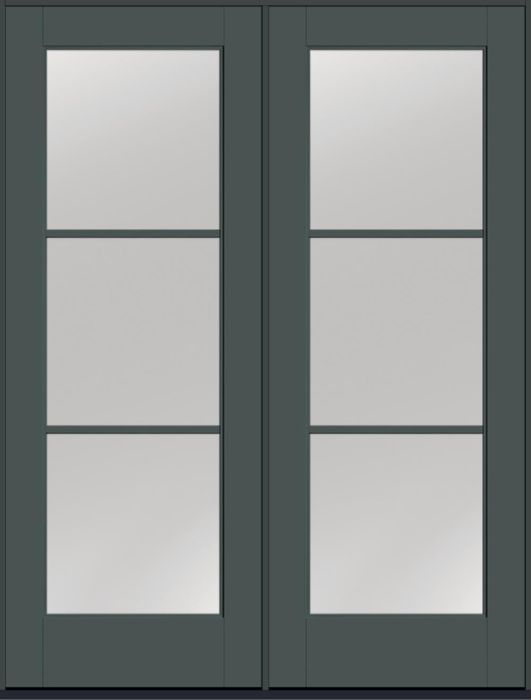 96" Low-E Colonial 3 Lite SDL Flat 1-1/8" Smooth Full Lite Flush-Glazed Fiberglass Double Door