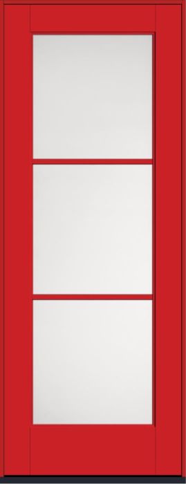 96" Satin Etch Colonial 3 Lite SDL Flat 1-1/8" Smooth Full Lite Flush-Glazed Fiberglass Single Door
