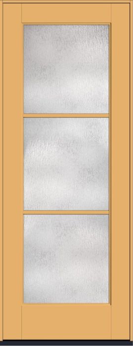 96" Rainglass Colonial 3 Lite SDL Flat 1-1/8" Smooth Full Lite Flush-Glazed Fiberglass Single Door