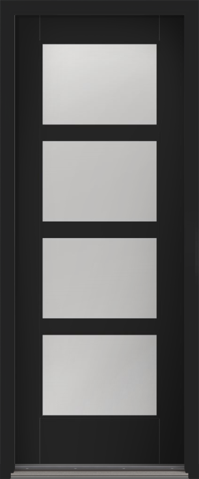 96" Clear Contemporary 4 Lite SDL Flat 3-1/2" Smooth Full Lite Flush-Glazed Fiberglass Single Door