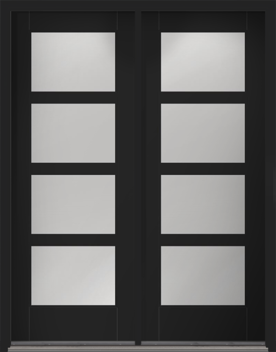 96" Clear Contemporary 4 Lite SDL Flat 3-1/2" Smooth Full Lite Flush-Glazed Fiberglass Double Door