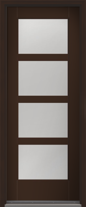 96" Low-E Contemporary 4 Lite SDL Flat 3-1/2" Smooth Full Lite Flush-Glazed Fiberglass Single Door