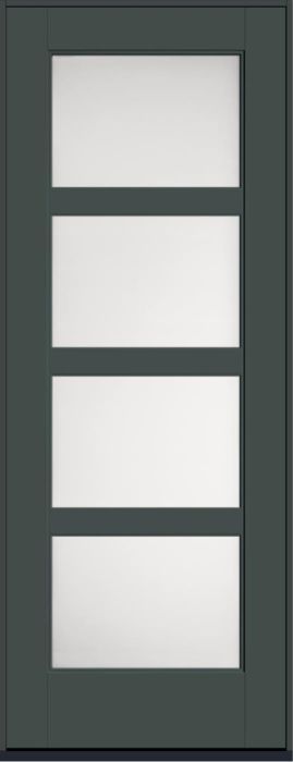 96" Satin Etch Contemporary 4 Lite SDL Flat 3-1/2" Smooth Full Lite Flush-Glazed Fiberglass Single Door