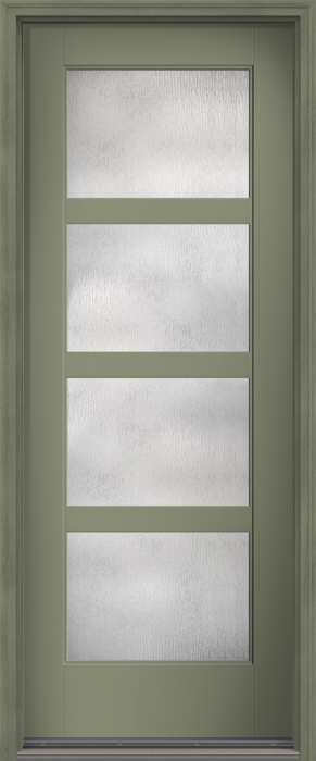 96" Rainglass Contemporary 4 Lite SDL Flat 3-1/2" Smooth Full Lite Flush-Glazed Fiberglass Single Door