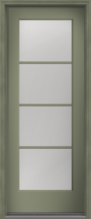 96" Clear Colonial 4 Lite SDL Flat 1-1/8" Smooth Full Lite Flush-Glazed Fiberglass Single Door
