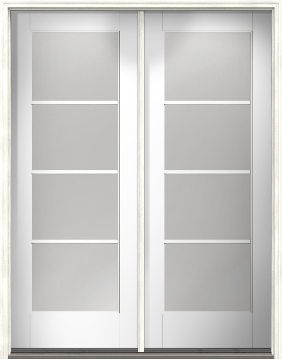 96" Low-E Colonial 4 Lite SDL Flat 1-1/8" Smooth Full Lite Flush-Glazed Fiberglass Double Door