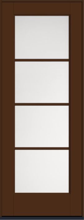 96" Satin Etch Colonial 4 Lite SDL Flat 1-1/8" Smooth Full Lite Flush-Glazed Fiberglass Single Door