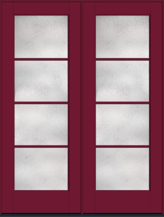 96" Rainglass Colonial 4 Lite SDL Flat 1-1/8" Smooth Full Lite Flush-Glazed Fiberglass Double Door