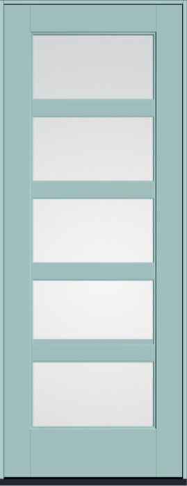 96" Clear Contemporary 5 Lite SDL Flat 3-1/2" Smooth Full Lite Flush-Glazed Fiberglass Single Door