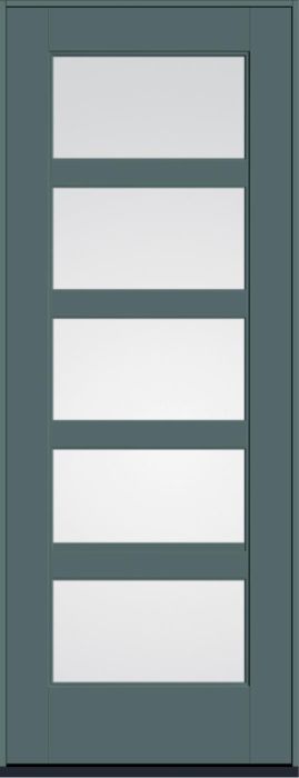 96" Low-E Contemporary 5 Lite SDL Flat 3-1/2" Smooth Full Lite Flush-Glazed Fiberglass Single Door