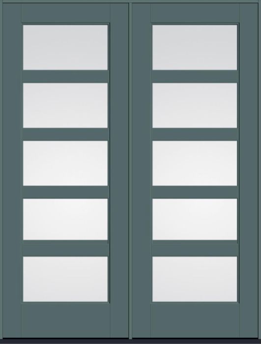 96" Low-E Contemporary 5 Lite SDL Flat 3-1/2" Smooth Full Lite Flush-Glazed Fiberglass Double Door