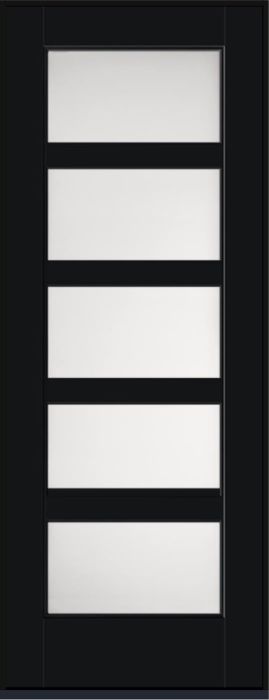96" Satin Etch Contemporary 5 Lite SDL Flat 3-1/2" Smooth Full Lite Flush-Glazed Fiberglass Single Door