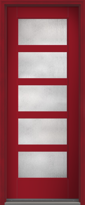 96" Rainglass Contemporary 5 Lite SDL Flat 3-1/2" Smooth Full Lite Flush-Glazed Fiberglass Single Door