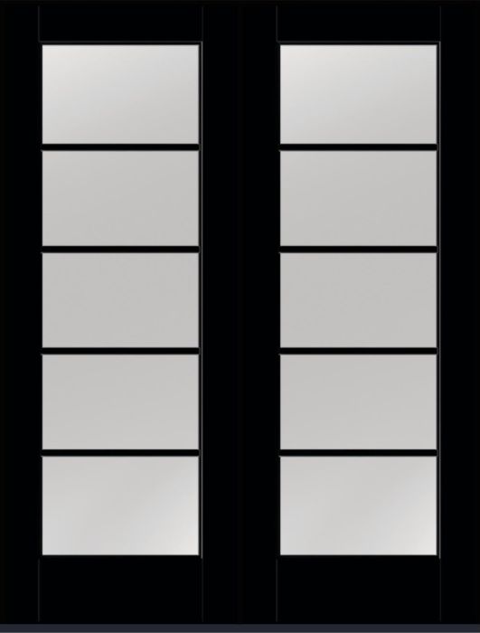 96" Clear Colonial 5 Lite SDL Flat 1-1/8" Smooth Full Lite Flush-Glazed Fiberglass Double Door