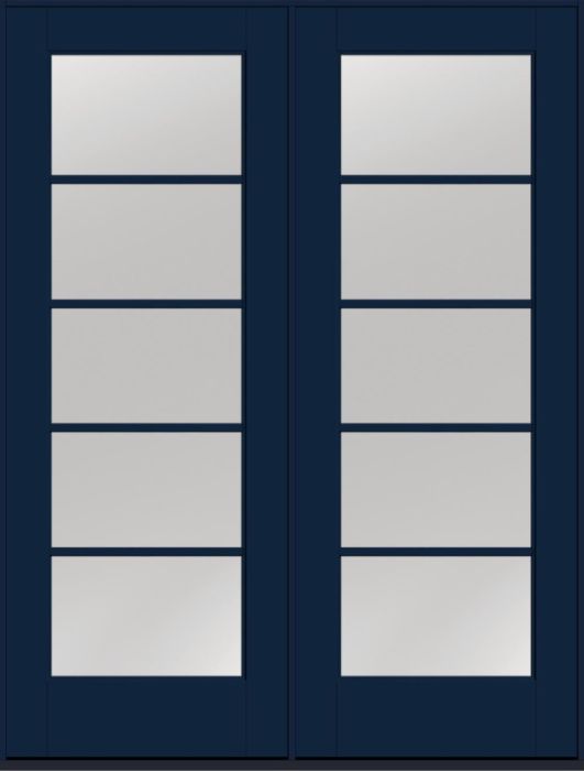 96" Low-E Colonial 5 Lite SDL Flat 1-1/8" Smooth Full Lite Flush-Glazed Fiberglass Double Door