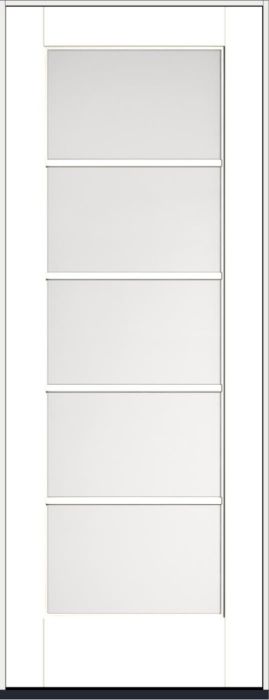 96" Satin Etch Colonial 5 Lite SDL Flat 1-1/8" Smooth Full Lite Flush-Glazed Fiberglass Single Door