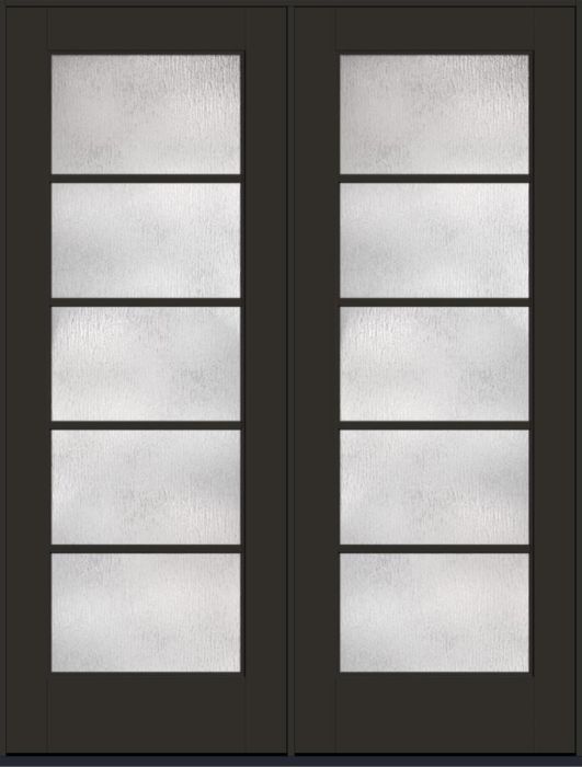 96" Rainglass Colonial 5 Lite SDL Flat 1-1/8" Smooth Full Lite Flush-Glazed Fiberglass Double Door