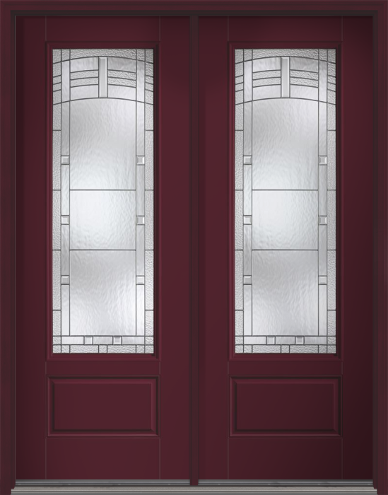 96" Maple Park 3/4 Lite 1 Panel Smooth Fiberglass Double Door