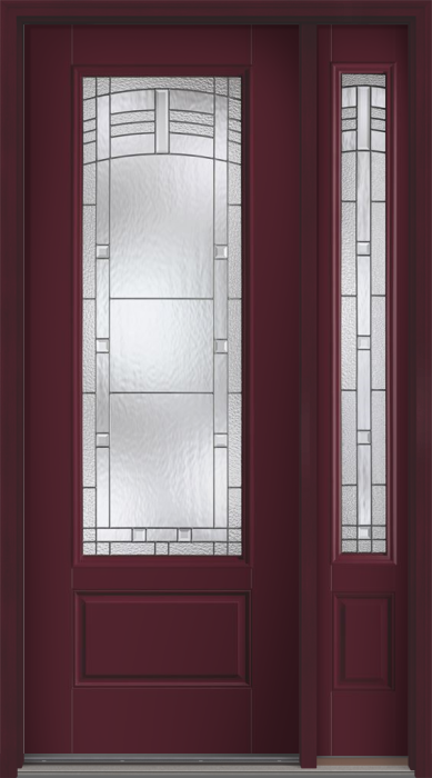 96" Maple Park 3/4 Lite 1 Panel Smooth Fiberglass Single Door, Sidelite