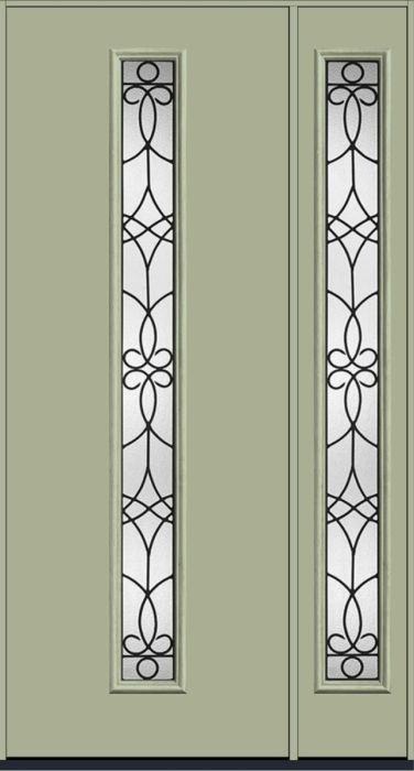 96" Salinas Modern Pulse Linea Centered Smooth Fiberglass Single Door, Sidelite
