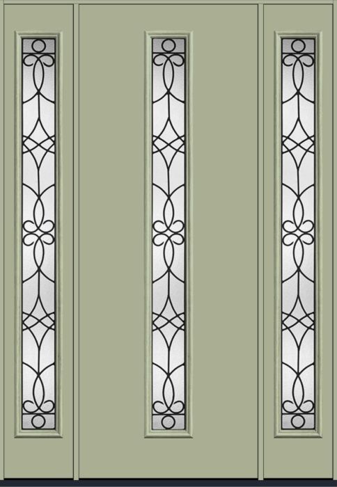 96" Salinas Modern Pulse Linea Centered Smooth Fiberglass Single Door, Sidelites