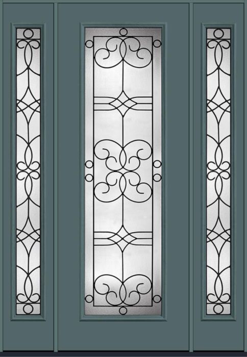 96" Salinas Full Lite Smooth Fiberglass Single Door, Sidelites