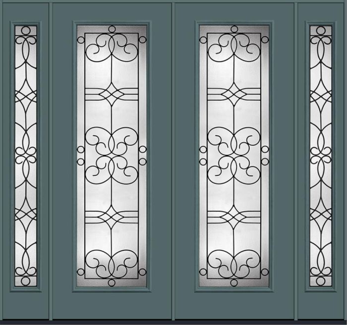96" Salinas Full Lite Smooth Fiberglass Double Door, Sidelites