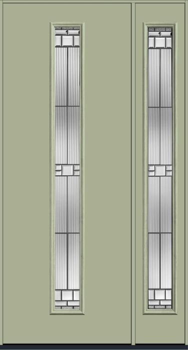 96" Saratoga Pulse Linea Centered Smooth Fiberglass Single Door, Full Sidelite
