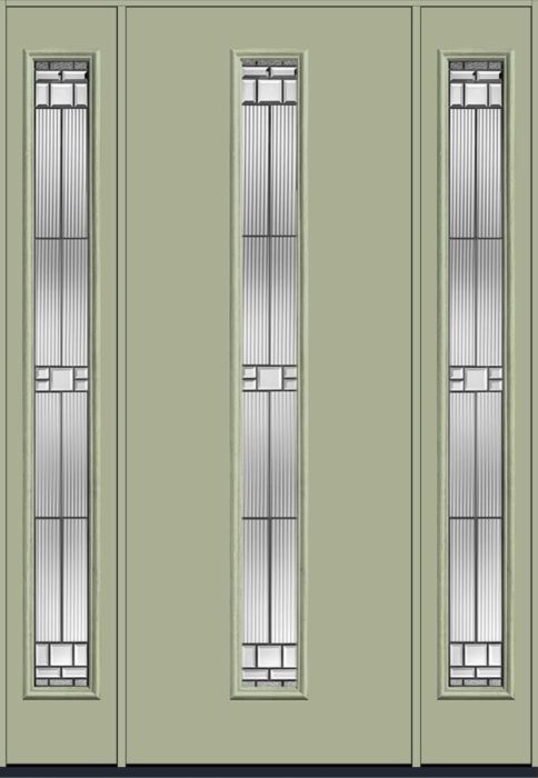 96" Saratoga Pulse Linea Centered Smooth Fiberglass Single Door, Full Sidelites