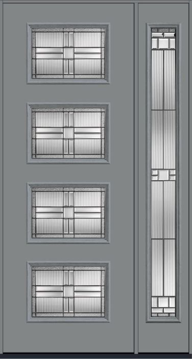 96" Saratoga Pulse Ari 4-Lite Smooth Fiberglass Single Door, Full Sidelite