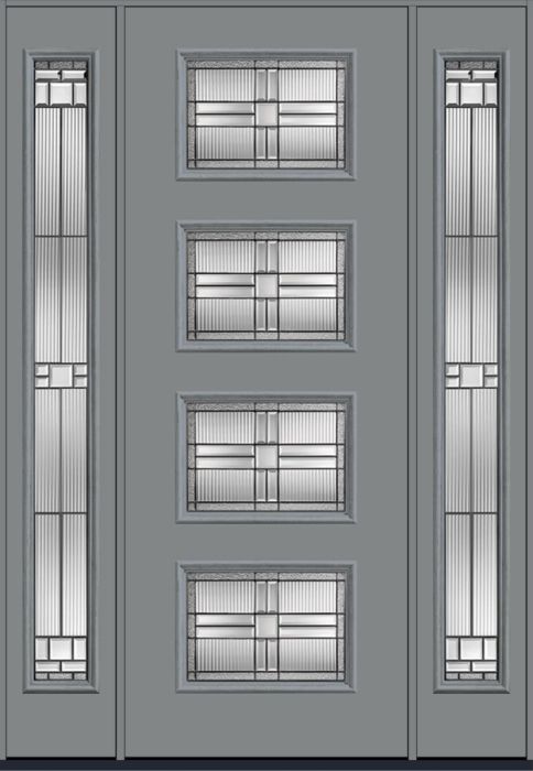 96" Saratoga Pulse Ari 4-Lite Smooth Fiberglass Single Door, Full Sidelites