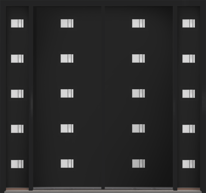 96" Axis Modern Pulse Echo 5-Lite Centered Smooth Fiberglass Double Door, Sidelites