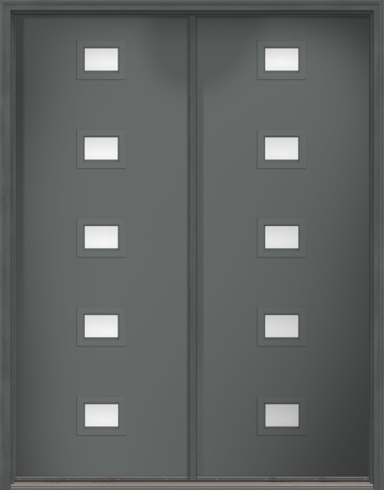 96" Low-E Modern Pulse Echo 5-Lite Centered Smooth Fiberglass Double Door