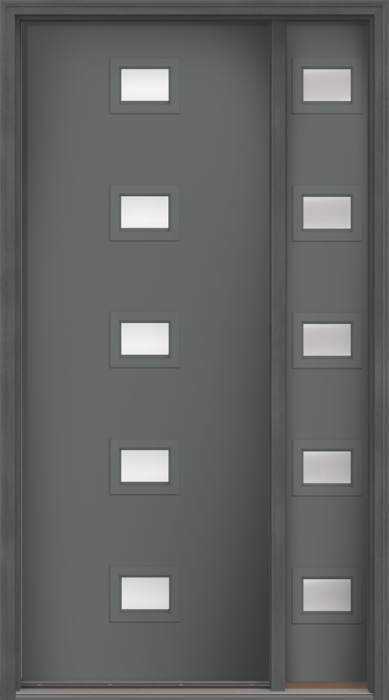 96" Low-E Modern Pulse Echo 5-Lite Centered Smooth Fiberglass Single Door, Sidelite
