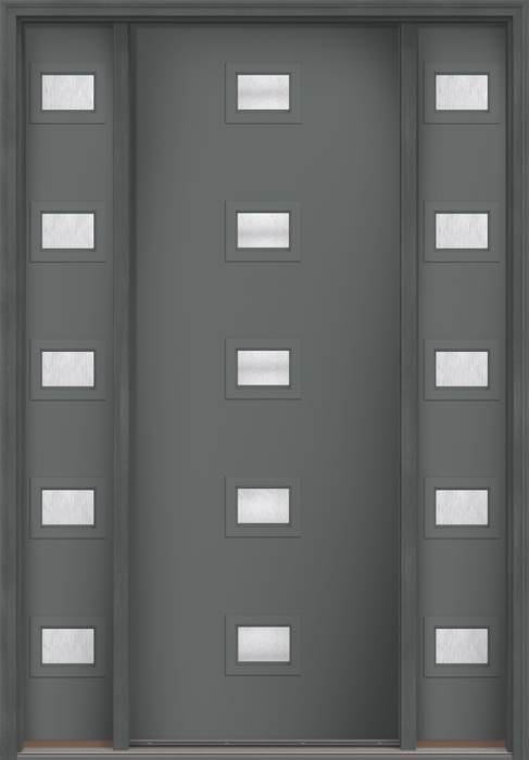96" Chord Modern Pulse Echo 5-Lite Centered Smooth Fiberglass Single Door, Sidelites